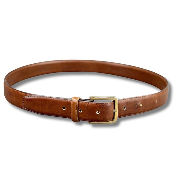 Chaucer Belt Glove Leather Dress Mens Sz 34 Brown Silver Buckle 1" Wide USA VTG - Picture 3 of 12